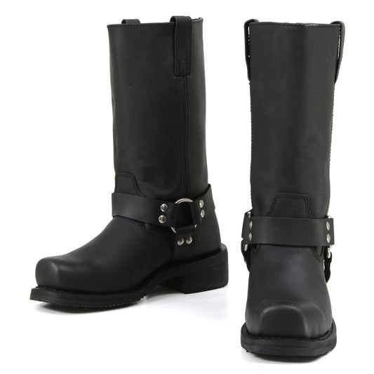 Milwaukee Motorcycle Clothing Company MB410 Men's Black Classic Harness Motorcycle Leather Boots