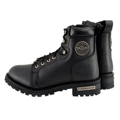 Milwaukee Leather MBL200 Women's Black Leather Lace-Up Motorcycle RiderBoots w/Side Zipper