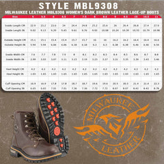 Milwaukee Leather MBL9308 Women's Dark Brown Leather Lace-Up Boots for Bikers | Outdoors | Casual