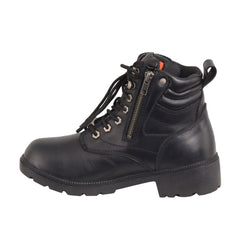 Milwaukee Leather MBL9321WP Women's Black Waterproof Lace-Up Motorcycle Biker Rider Boots with Side Zipper