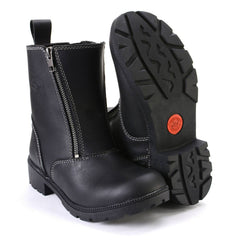 Milwaukee Leather MBL9327 Women's Black Leather Motorcycle Riding Boots with Dual Zipper Closure