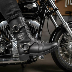 Milwaukee Leather Women’s Waterproof Leather Ring Strap Lace-To-Toe Riding Boots – Zipper Lock Design - MBL9391