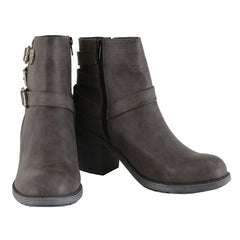 Milwaukee Leather MBL9406 Womens Stone Grey Triple Buckle Side Zipper Boots with Platform Heel