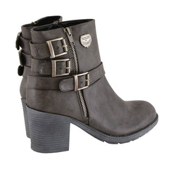 Milwaukee Leather MBL9406 Womens Stone Grey Triple Buckle Side Zipper Boots with Platform Heel