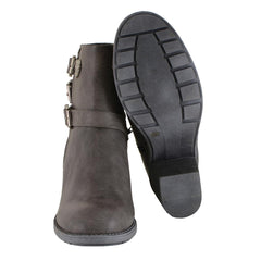 Milwaukee Leather MBL9406 Womens Stone Grey Triple Buckle Side Zipper Boots with Platform Heel