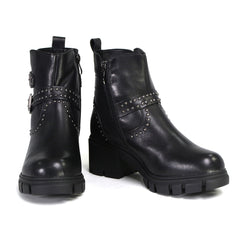 Milwaukee Leather MBL9446 Women's ‘Siren’ Premium Black Studded Fashion Boots w/ Side Zippers