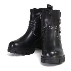 Milwaukee Leather MBL9446 Women's ‘Siren’ Premium Black Studded Fashion Boots w/ Side Zippers