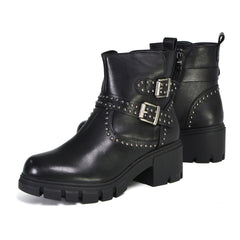 Milwaukee Leather MBL9446 Women's ‘Siren’ Premium Black Studded Fashion Boots w/ Side Zippers