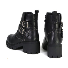Milwaukee Leather MBL9446 Women's ‘Siren’ Premium Black Studded Fashion Boots w/ Side Zippers