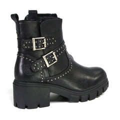 Milwaukee Leather MBL9446 Women's ‘Siren’ Premium Black Studded Fashion Boots w/ Side Zippers