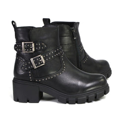 Milwaukee Leather MBL9446 Women's ‘Siren’ Premium Black Studded Fashion Boots w/ Side Zippers