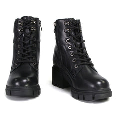 Milwaukee Leather MBL9447 Women's ‘Garter’ Black Lace-Up Fashion Motorcycle Boots