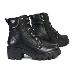 Milwaukee Leather MBL9447 Women's ‘Garter’ Black Lace-Up Fashion Motorcycle Boots