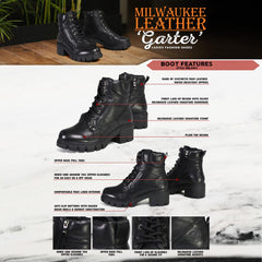 Milwaukee Leather MBL9447 Women's ‘Garter’ Black Lace-Up Fashion Motorcycle Boots