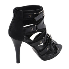 Milwaukee Leather MBL9451 Women's Black Fashion Casual Stiletto Heeled Sandals with Ankle Strap