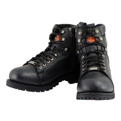 Milwaukee Leather MBM100 Men's Black Lace-Up Boots with Side Zipper