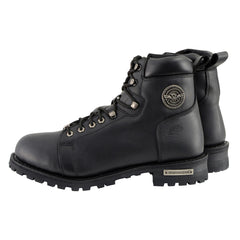 Milwaukee Leather MBM100W Men's Black Wide-Width Lace-Up Boots with Side Zipper