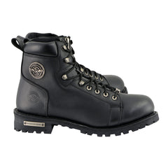 Milwaukee Leather MBM100W Men's Black Wide-Width Lace-Up Boots with Side Zipper