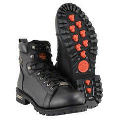Milwaukee Leather MBM100 Men's Black Lace-Up Boots with Side Zipper