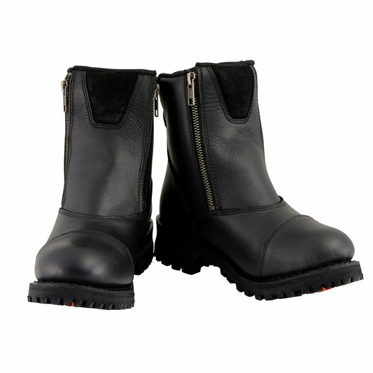 Milwaukee Leather MBM102 Men's Black Super Clean Double Sided Zipper Entry Motorcycle Leather Boots