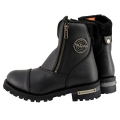Milwaukee Leather MBM102 Men's Black Super Clean Double Sided Zipper Entry Motorcycle Leather Boots