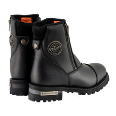 Milwaukee Leather MBM102W Men's Black Super Clean 'Wide-Width' Double Sided Zipper Entry Motorcycle Leather Boots
