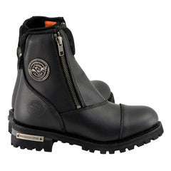 Milwaukee Leather MBM102 Men's Black Super Clean Double Sided Zipper Entry Motorcycle Leather Boots