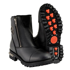 Milwaukee Leather MBM102 Men's Black Super Clean Double Sided Zipper Entry Motorcycle Leather Boots