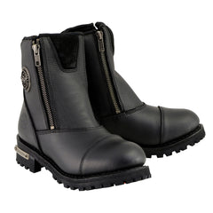 Milwaukee Leather MBM102W Men's Black Super Clean 'Wide-Width' Double Sided Zipper Entry Motorcycle Leather Boots