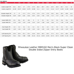 Milwaukee Leather MBM102 Men's Black Super Clean Double Sided Zipper Entry Motorcycle Leather Boots