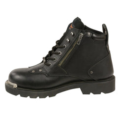 Milwaukee Leather MBM103 Men's Black Leather Lace-Up Motorcycle Boots with Dual Side Zipper Entry