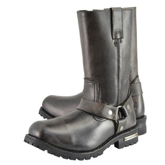Milwaukee Leather MBM9005W Men's Classic Distressed Brown 'Wide Width' 11-inch Harness Square Toe Boots