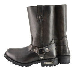 Milwaukee Leather MBM9005 Men's Distressed Brown Water-Resistant 11-Inch Square Toe Harness Boots
