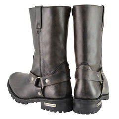 Milwaukee Leather MBM9005W Men's Classic Distressed Brown 'Wide Width' 11-inch Harness Square Toe Boots