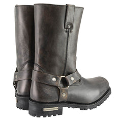 Milwaukee Leather MBM9005 Men's Distressed Brown Water-Resistant 11-Inch Square Toe Harness Boots