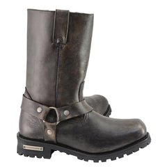 Milwaukee Leather MBM9005W Men's Classic Distressed Brown 'Wide Width' 11-inch Harness Square Toe Boots