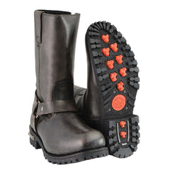 Milwaukee Leather MBM9005 Men's Distressed Brown Water-Resistant 11-Inch Square Toe Harness Boots