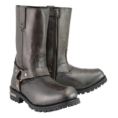 Milwaukee Leather MBM9005W Men's Classic Distressed Brown 'Wide Width' 11-inch Harness Square Toe Boots