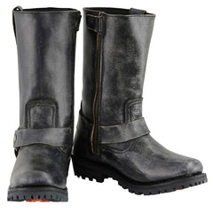 Milwaukee Leather Boots MBM9006 Mens Distressed Gray 11 Inch Classic Harness Square Toe Boot