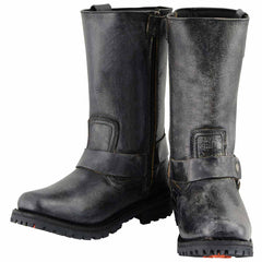 Milwaukee Leather Boots MBM9006 Mens Distressed Gray 11 Inch Classic Harness Square Toe Boot