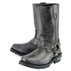Milwaukee Leather Boots MBM9006 Mens Distressed Gray 11 Inch Classic Harness Square Toe Boot