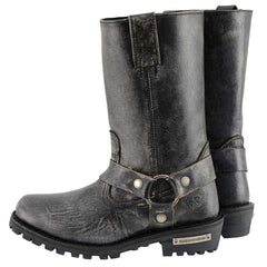 Milwaukee Leather Boots MBM9006 Mens Distressed Gray 11 Inch Classic Harness Square Toe Boot