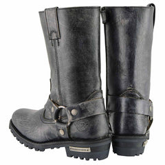 Milwaukee Leather Boots MBM9006 Mens Distressed Gray 11 Inch Classic Harness Square Toe Boot