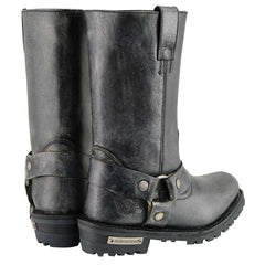 Milwaukee Leather Boots MBM9006 Mens Distressed Gray 11 Inch Classic Harness Square Toe Boot