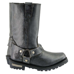 Milwaukee Leather Boots MBM9006 Mens Distressed Gray 11 Inch Classic Harness Square Toe Boot