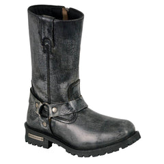 Milwaukee Leather Boots MBM9006 Mens Distressed Gray 11 Inch Classic Harness Square Toe Boot