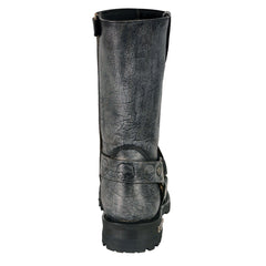 Milwaukee Leather Boots MBM9006 Mens Distressed Gray 11 Inch Classic Harness Square Toe Boot
