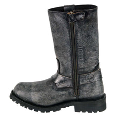 Milwaukee Leather Boots MBM9006 Mens Distressed Gray 11 Inch Classic Harness Square Toe Boot