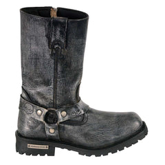 Milwaukee Leather Boots MBM9006 Mens Distressed Gray 11 Inch Classic Harness Square Toe Boot