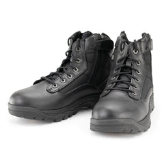 Milwaukee Leather MBM9011 Men's 6-inch Black Leather Swat Style-Tactical Lace-Up Biker Boots w/ Side Zippers